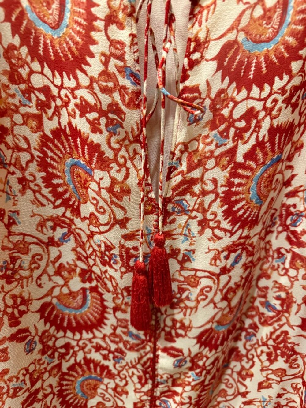 TORY BURCH ‘Danica' Silk Top In Madura Acai Red Size 14 - Picture 7 of 11